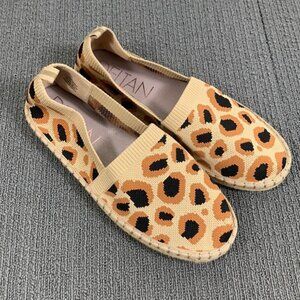 Deltan Hensley Espadrille Womens Size 9 M Leopard Print Flyknit Slip on Flats
